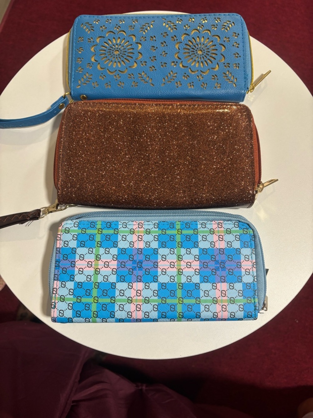 Blue Floral Cutout Wristlet Wallet - Unbranded